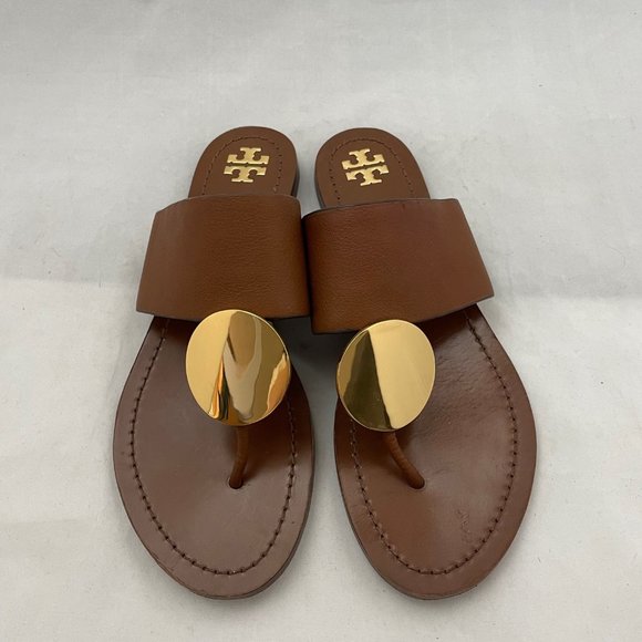 Tory Burch Shoes - Tory Burch Patos Disk Leather sandals Brown US 8m